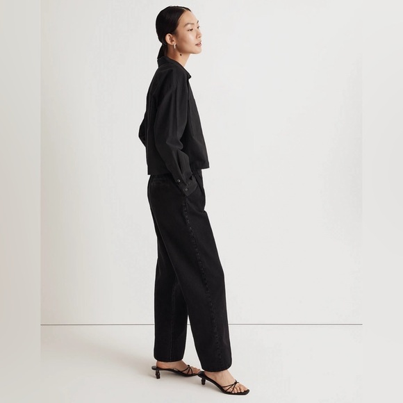 Madewell The Signature Poplin Crop Shirt in True Black - Picture 4 of 11